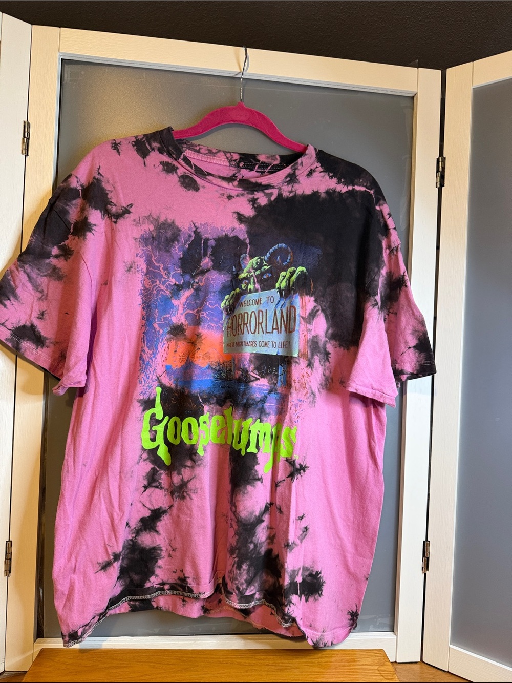 Goosebumps welcome to horror land pink the die tee M oversized